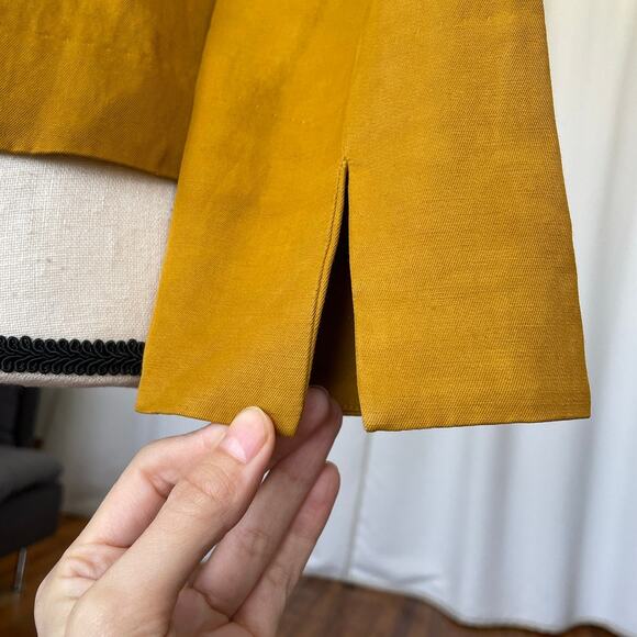 Elizabeth And James Yellow Linen Blend Blazer Women's Size 6 - Picture 6 of 13